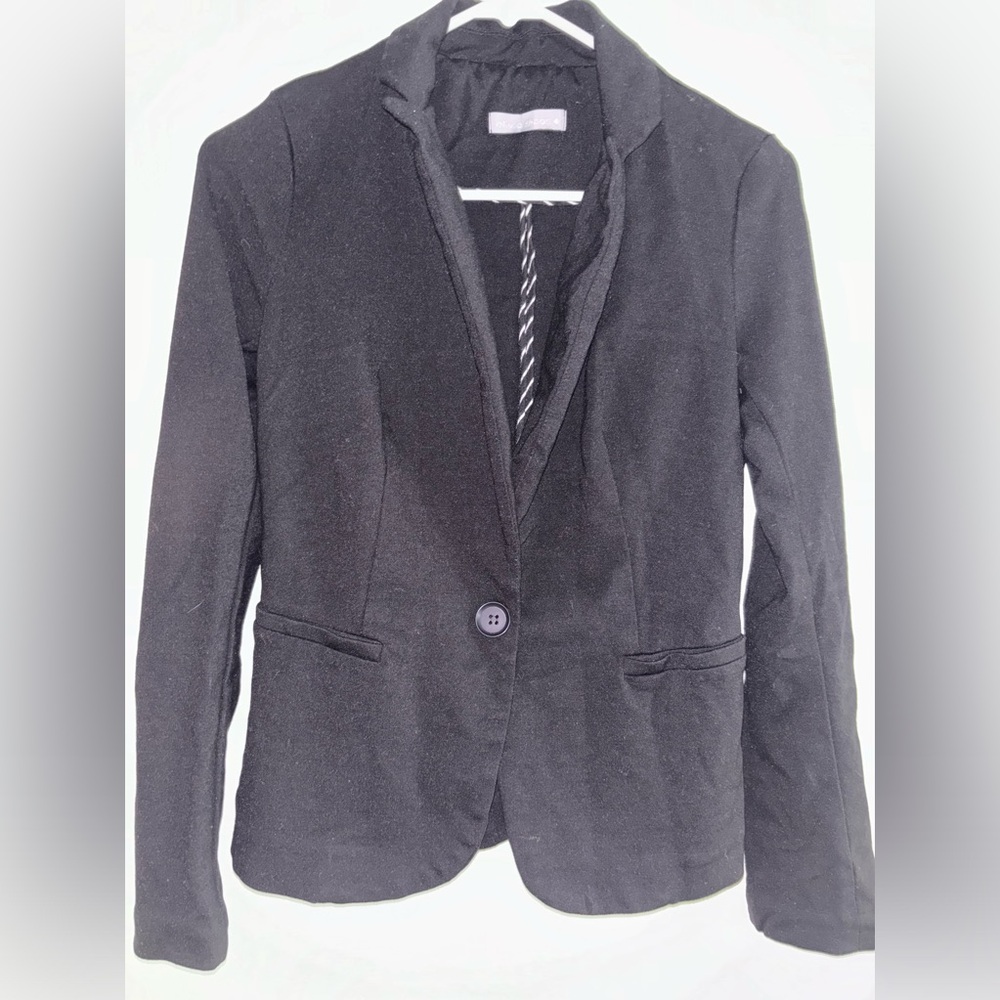 Blazer Olivia Moon Fitted Jacket Coat Knit Fabric One Button Pickets